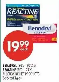 Shoppers Drug Mart Benadryl allergy or Reactine allergy offer