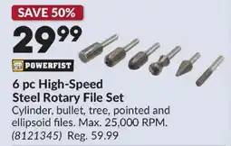 Princess Auto Powerfist 6 pc High-Speed Steel Rotary File Set offer