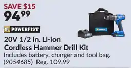 Princess Auto Powerfist 20V 1/2 in. Li-ion Cordless Hammer Drill Kit offer