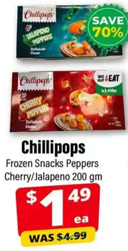 Iqbal Foods Chillipops Frozen Snacks Peppers Cherry/Jalapeno offer