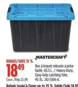 Canadian Tire Mastercraft heavy-duty easy-grip latching tote offer