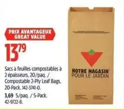 Canadian Tire Great Value compostable 2-ply leaf bags offer