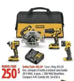 Canadian Tire DeWalt 20 V MAX Brushless Compact 4-Pc Combo Kit offer
