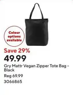 Staples Gry Matt r Vegan Zipper Tote Bag offer