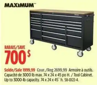 Canadian Tire Maximum tool cabinet offer