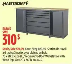 Canadian Tire Mastercraft 6-drawer/2-door workstation with wood top offer