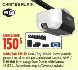 Canadian Tire Chamberlain 1/4-hp belt drive garage door opener with camera offer