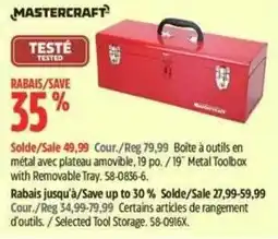 Canadian Tire Mastercraft metal toolbox with removable tray offer