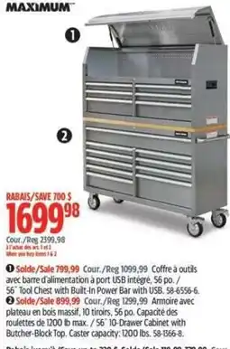 Canadian Tire Maximum tool chest with built-in power bar with usb offer