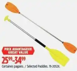 Canadian Tire Selected Paddles offer