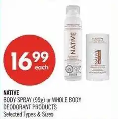 Shoppers Drug Mart Native body spray or whole body deodorant products offer