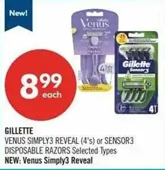 Shoppers Drug Mart Gillette Venus Simply3 Reveal or Sensor3 offer