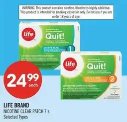 Shoppers Drug Mart Life brand nicotine clear patch 7's offer