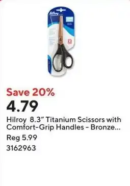 Staples Hilroy 8.3" Titanium Scissors with Comfort-Grip Handles - Bronze offer