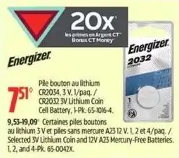 Canadian Tire Energizer pile bouton au lithium offer