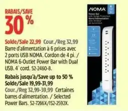 Canadian Tire Noma 6-outlet power bar with dual usb offer