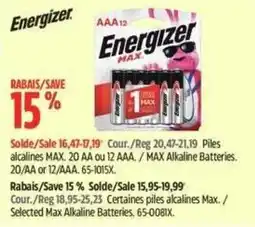 Canadian Tire Energizer Max alkaline batteries offer