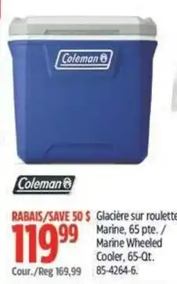 Canadian Tire Coleman marine wheeled cooler offer