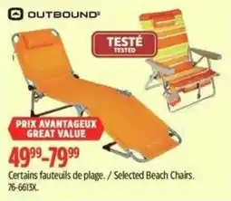 Canadian Tire Outbound selected beach chairs offer
