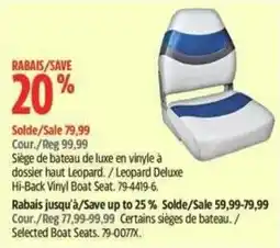 Canadian Tire Leopard Deluxe Hi-Back Vinyl Boat Seat offer