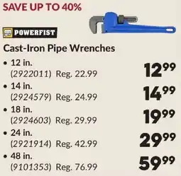 Princess Auto Powerfist cast-iron pipe wrenches offer
