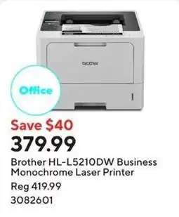 Staples Brother HL-L5210DW Business Monochrome Laser Printer offer