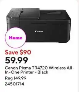 Staples Canon Pixma TR4720 Wireless All-In-One Printer - Black offer