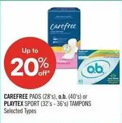 Shoppers Drug Mart Carefree pads o.b. tampons offer