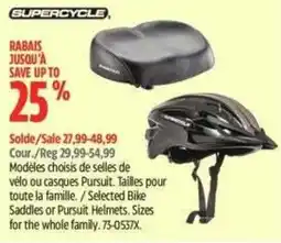 Canadian Tire Supercycle selected bike saddles or pursuit helmets offer