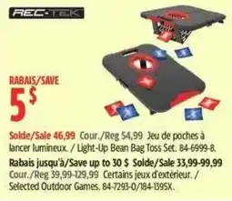 Canadian Tire Rec-tek light-up bean bag toss set offer