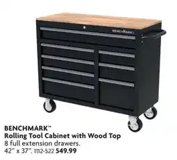 Home Hardware Benchmark rolling tool cabinet with wood top offer