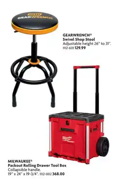 Home Hardware Gearwrench swivel shop stool offer
