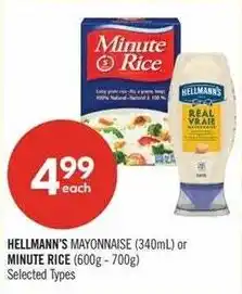 Shoppers Drug Mart Hellmann's mayonnaise or minute rice offer