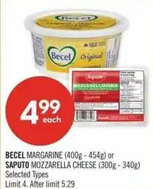 Shoppers Drug Mart Becel margarine or Saputo mozzarella cheese offer