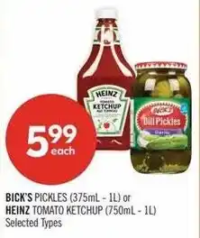 Shoppers Drug Mart Bick's pickles or Heinz tomato ketchup offer