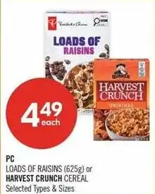 Shoppers Drug Mart PC loads of raisins or harvest crunch cereal offer