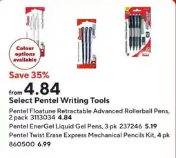 Staples Select Pentel Retractable Writing Tools offer