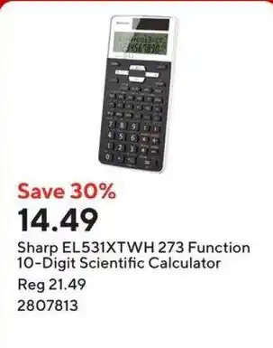 Staples Sharp EL531XTWH 273 Function 10-Digit Scientific Calculator offer