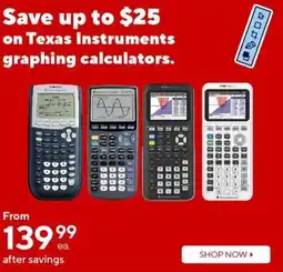 Staples Texas Instruments graphing calculators offer