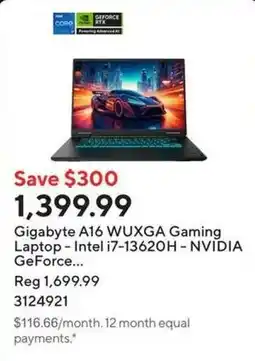Staples Gigabyte A16 WUXGA Gaming Laptop offer