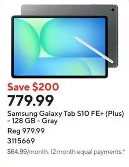 Staples Samsung Galaxy Tab S10 FE+ (Plus) - 128 GB - Gray offer