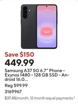 Staples Samsung A37 5G 6.7" Phone offer