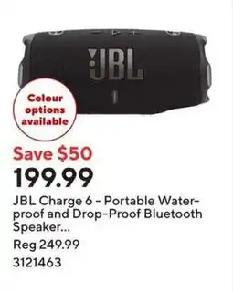 Staples Jbl charge 6 portable waterproof and drop-proof bluetooth speaker offer