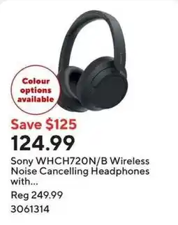Staples Sony WHCH720N/B Wireless Noise Cancelling Headphones offer