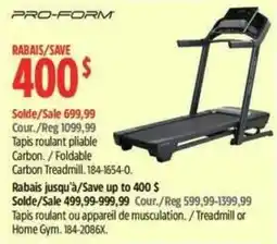 Canadian Tire Pro-form carbon treadmill offer