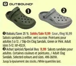 Canadian Tire Outbound slip-on clog sandals offer