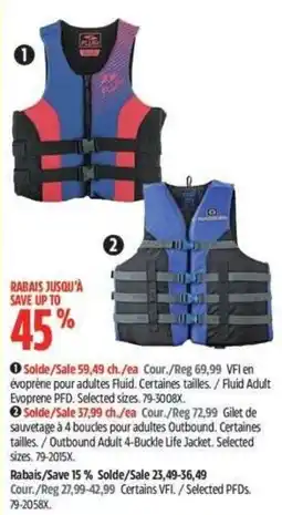 Canadian Tire Fluid Adult Evoprene PFD offer