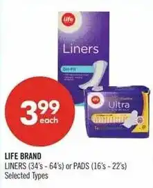 Shoppers Drug Mart Life brand liners offer