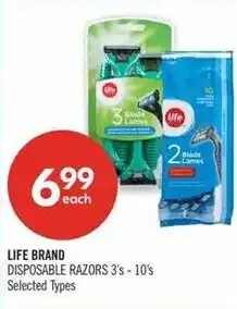 Shoppers Drug Mart Life brand disposable razors offer