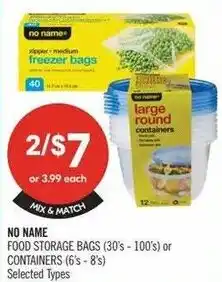 Shoppers Drug Mart No Name food storage bags or containers offer